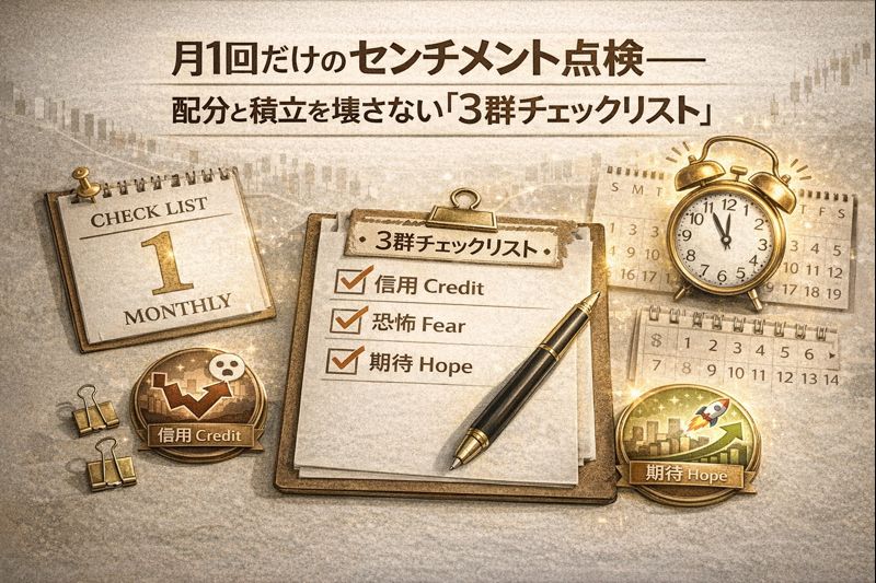 月1回だけのセンチメント点検──配分と積立を壊さない「3群チェックリスト」