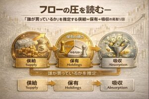 フローの圧を読む──「誰が買っているか」を推定する供給→保有→吸収の見取り図