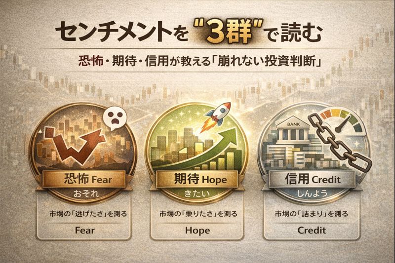 センチメントを“3群”で読む──恐怖・期待・信用が教える「崩れない投資判断」